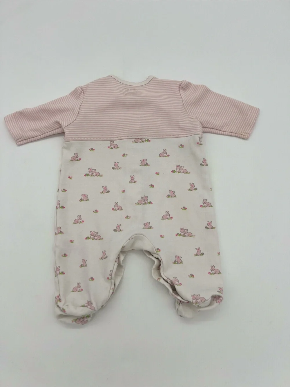 Little Me Baby Girl Pink White Bunny One Piece Footie Sz Newborn Cotton